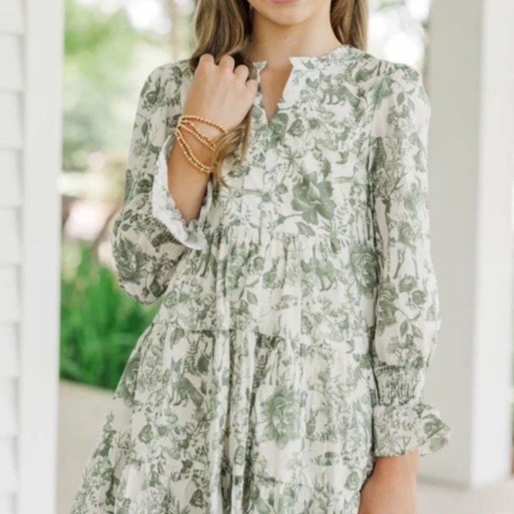 Shop The Mint Girls: In Your Happy Place Olive Green Toile Dress